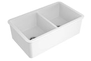 Turner Hastings Cuisine 85 x 49 Double Matte Black Fireclay Matte White Sink