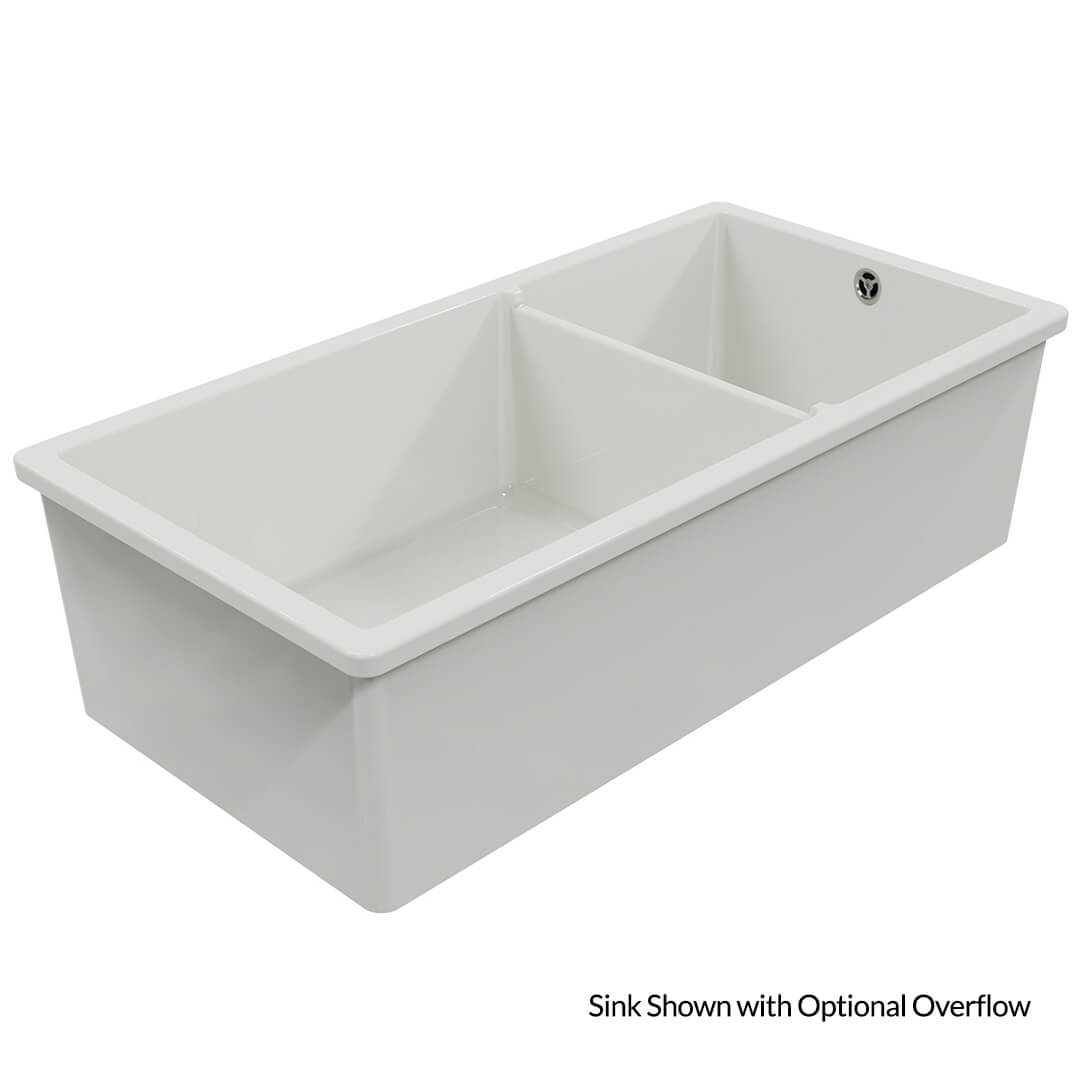 Turner Hastings Cuisine 93 x 48 One and a Half Bowl Inset / Undermount Fine Fireclay Matte White Sink