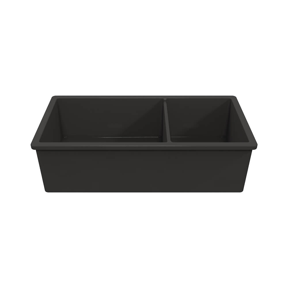 Turner Hastings Cuisine 93 x 48 One and a Half Bowl Inset / Undermount Fine Fireclay Matte Black Sink