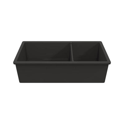 Turner Hastings Cuisine 93 x 48 One and a Half Bowl Inset / Undermount Fine Fireclay Matte Black Sink