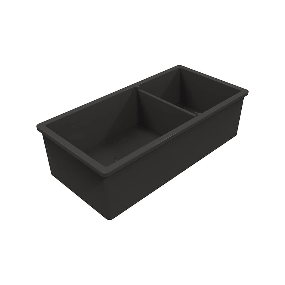 Turner Hastings Cuisine 93 x 48 One and a Half Bowl Inset / Undermount Fine Fireclay Matte Black Sink
