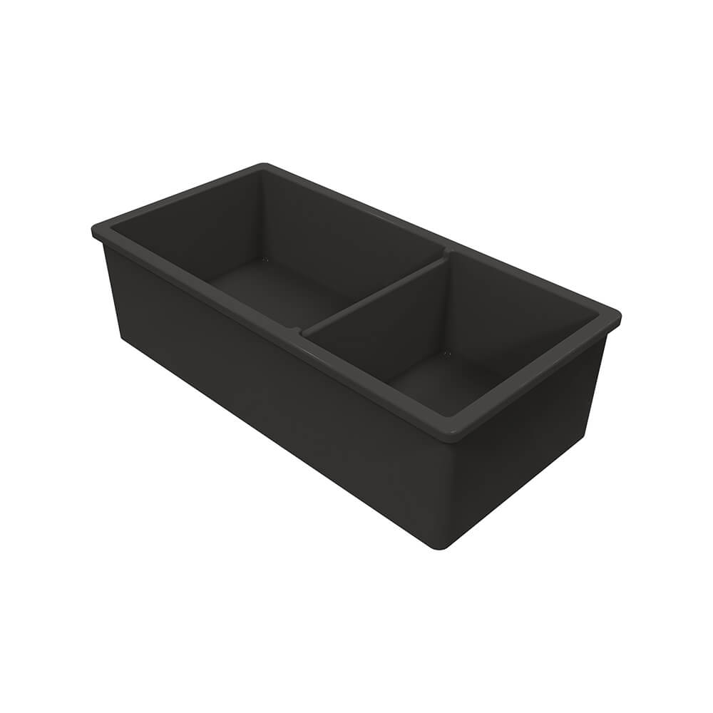 Turner Hastings Cuisine 93 x 48 One and a Half Bowl Inset / Undermount Fine Fireclay Matte Black Sink