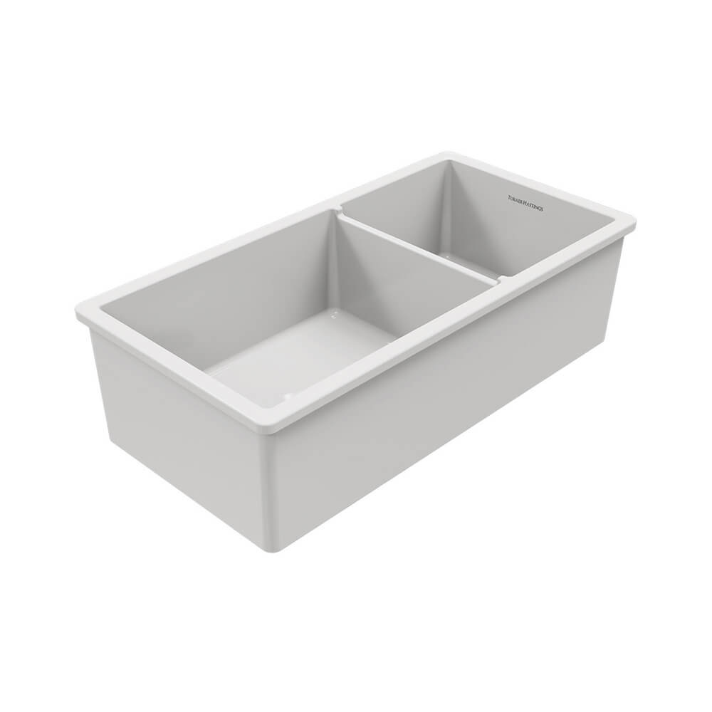 Turner Hastings Cuisine 93 x 48 One and a Half Bowl Inset / Undermount Fine Fireclay Gloss White Sink