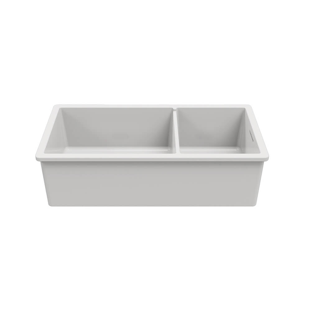 Turner Hastings Cuisine 93 x 48 One and a Half Bowl Inset / Undermount Fine Fireclay Gloss White Sink
