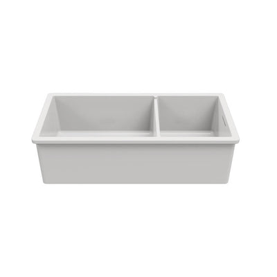 Turner Hastings Cuisine 93 x 48 One and a Half Bowl Inset / Undermount Fine Fireclay Gloss White Sink