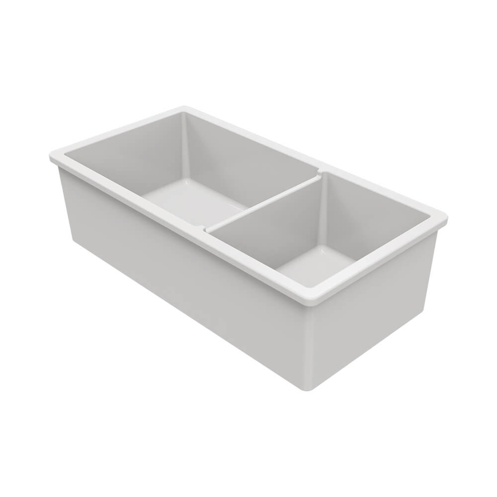 Turner Hastings Cuisine 93 x 48 One and a Half Bowl Inset / Undermount Fine Fireclay Gloss White Sink