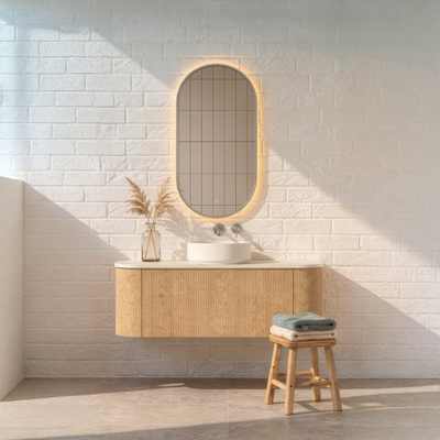 Mimi Oak Contour Curved Wall Hung Vanity