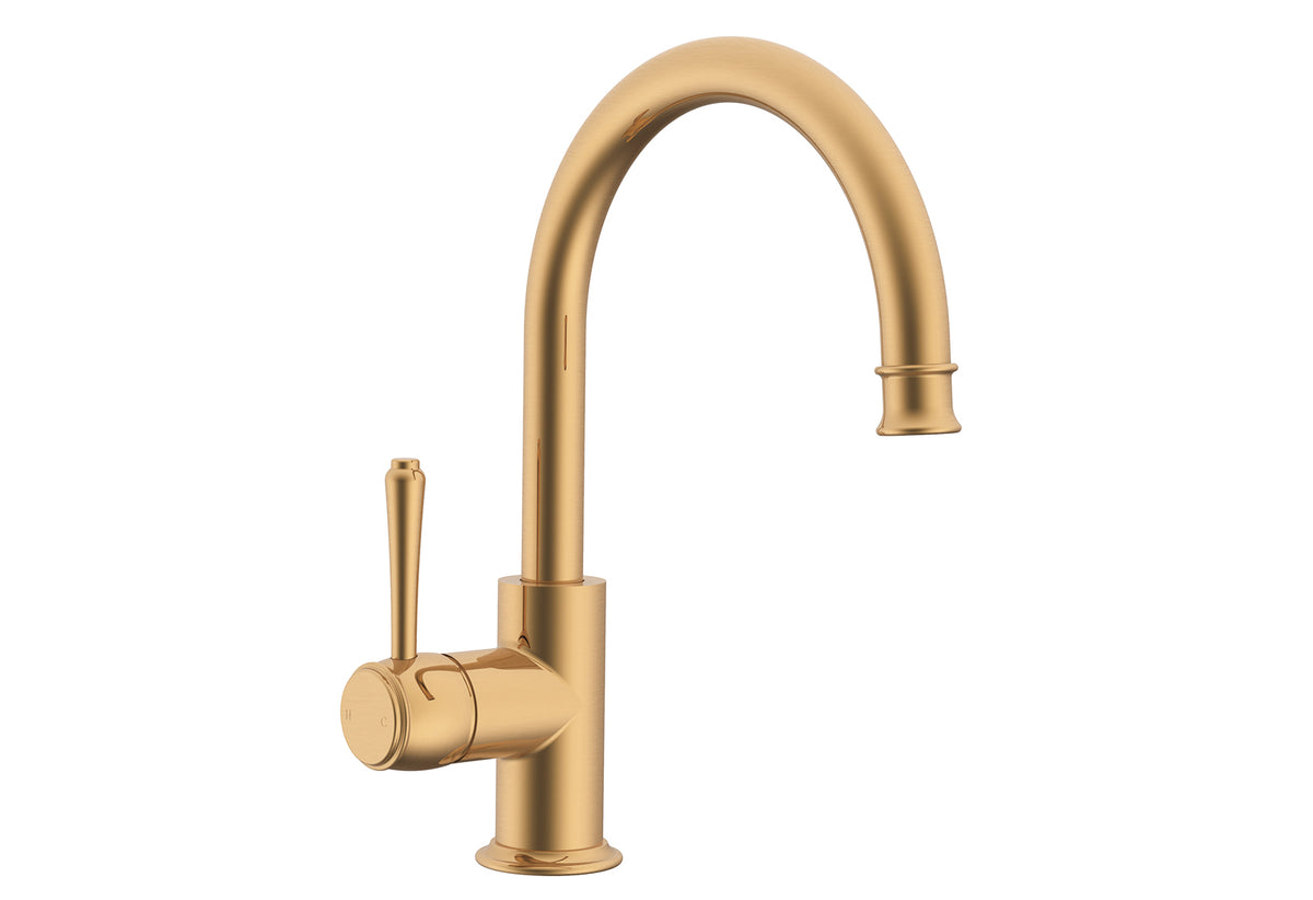 ADP Eternal Gooseneck Basin Mixer Brushed Brass