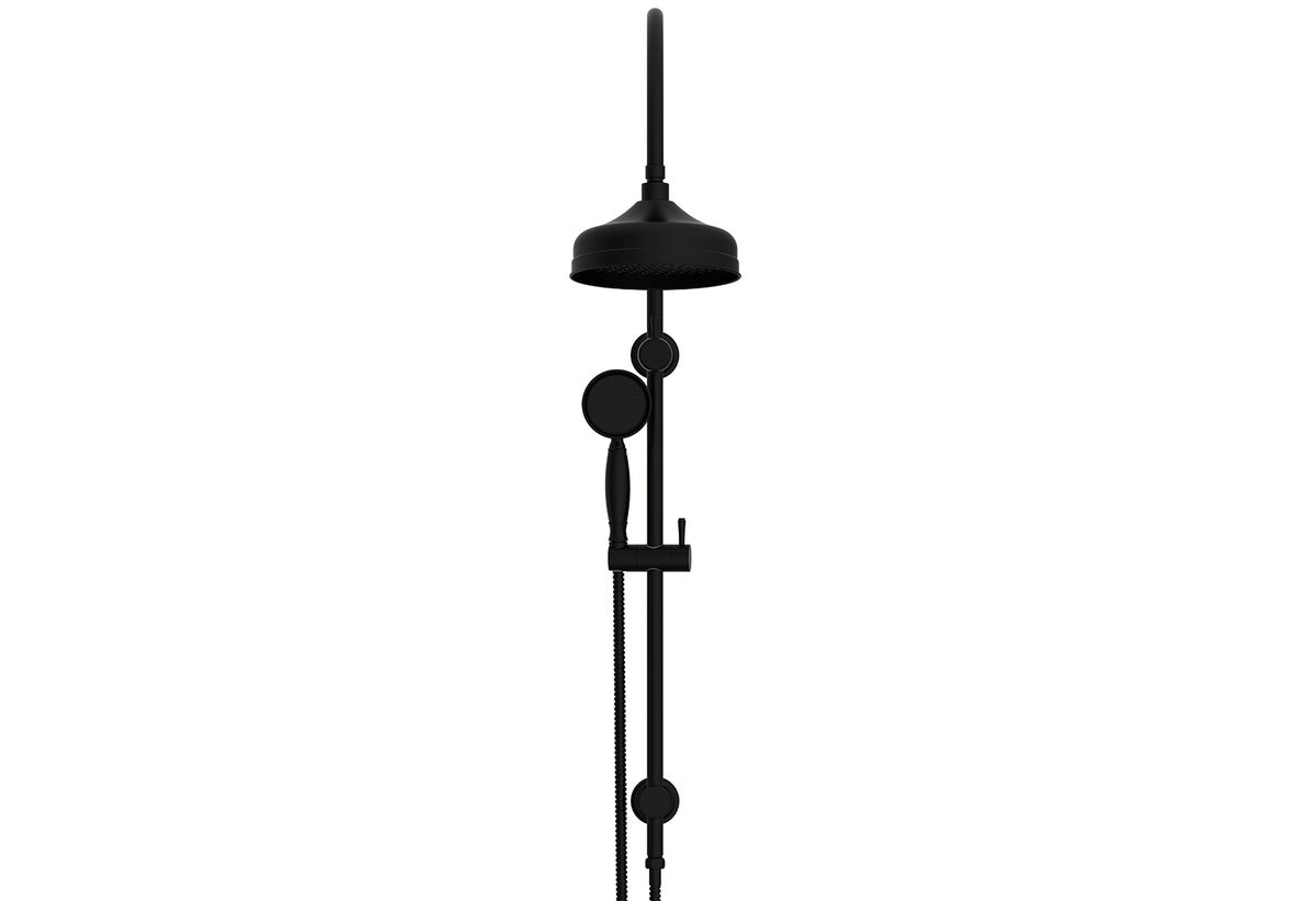 ADP Eternal Gooseneck Twin Shower Set Matte Black front view