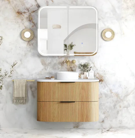 Otti Havana Fluted Wall Hung Vanity Unit Woodland Oak