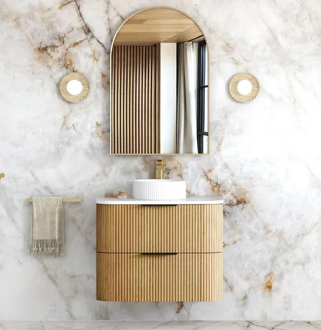 Otti Havana Fluted Wall Hung Vanity Unit Woodland Oak