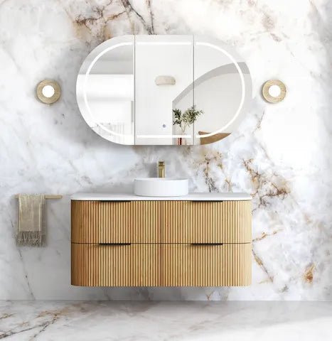 Otti Havana Fluted Wall Hung Vanity Unit Woodland Oak