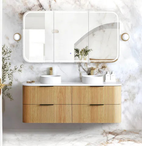 Otti Havana Fluted Wall Hung Vanity Unit Woodland Oak