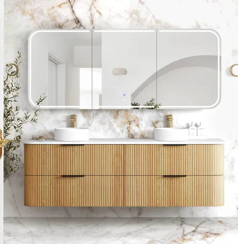 Otti Havana Fluted Wall Hung Vanity Unit Woodland Oak