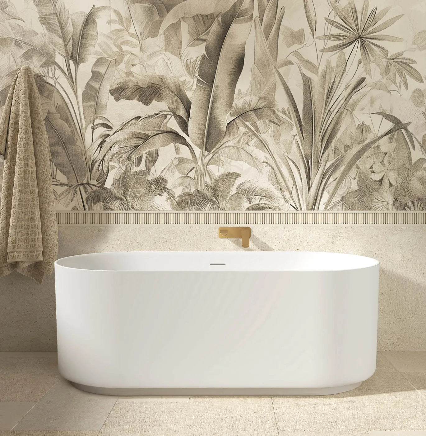 Otti Attica Celine Freestanding 1500 Matte White Bath with Overflow