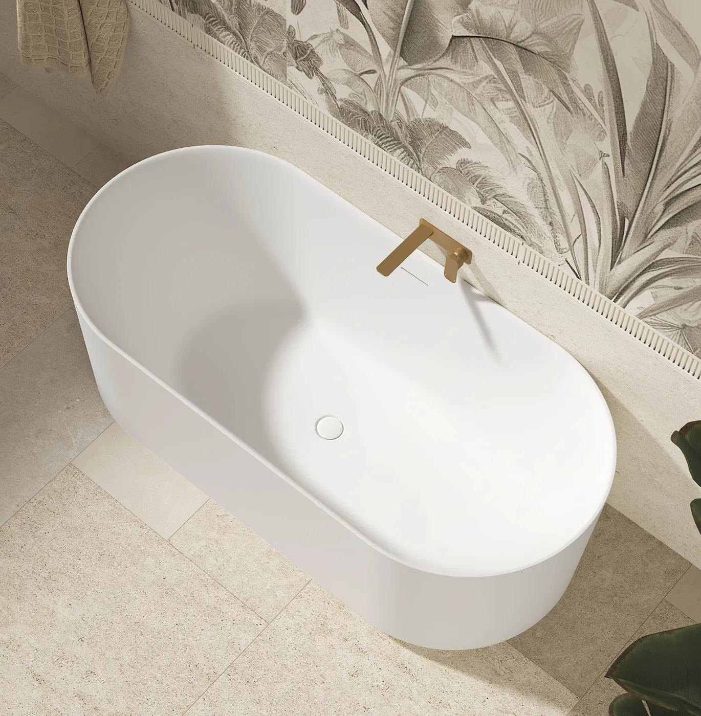 Otti Attica Celine Freestanding 1500 Matte White Bath with Overflow