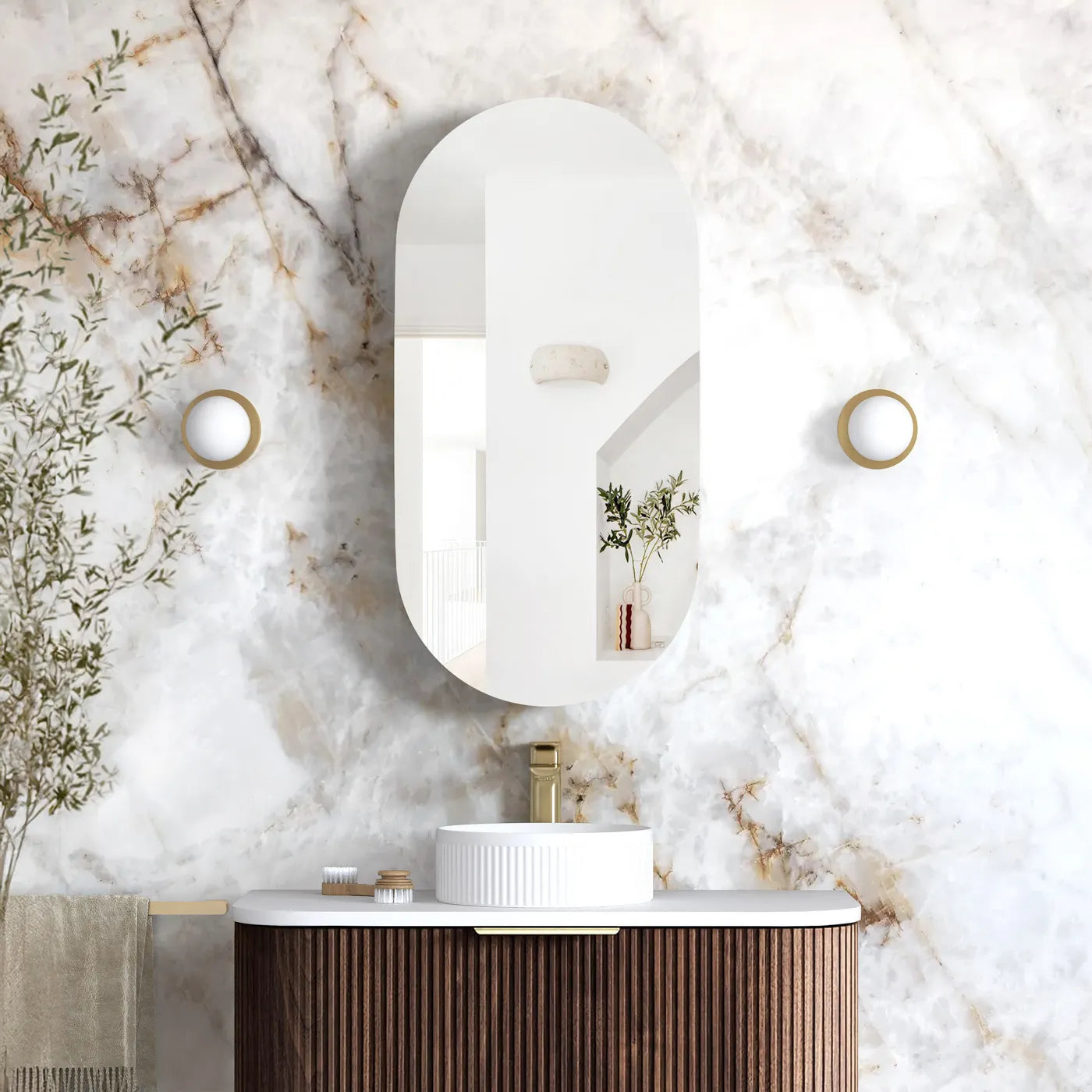 Otti Noosa 900x450mm Sable Walnut Shaving Cabinet