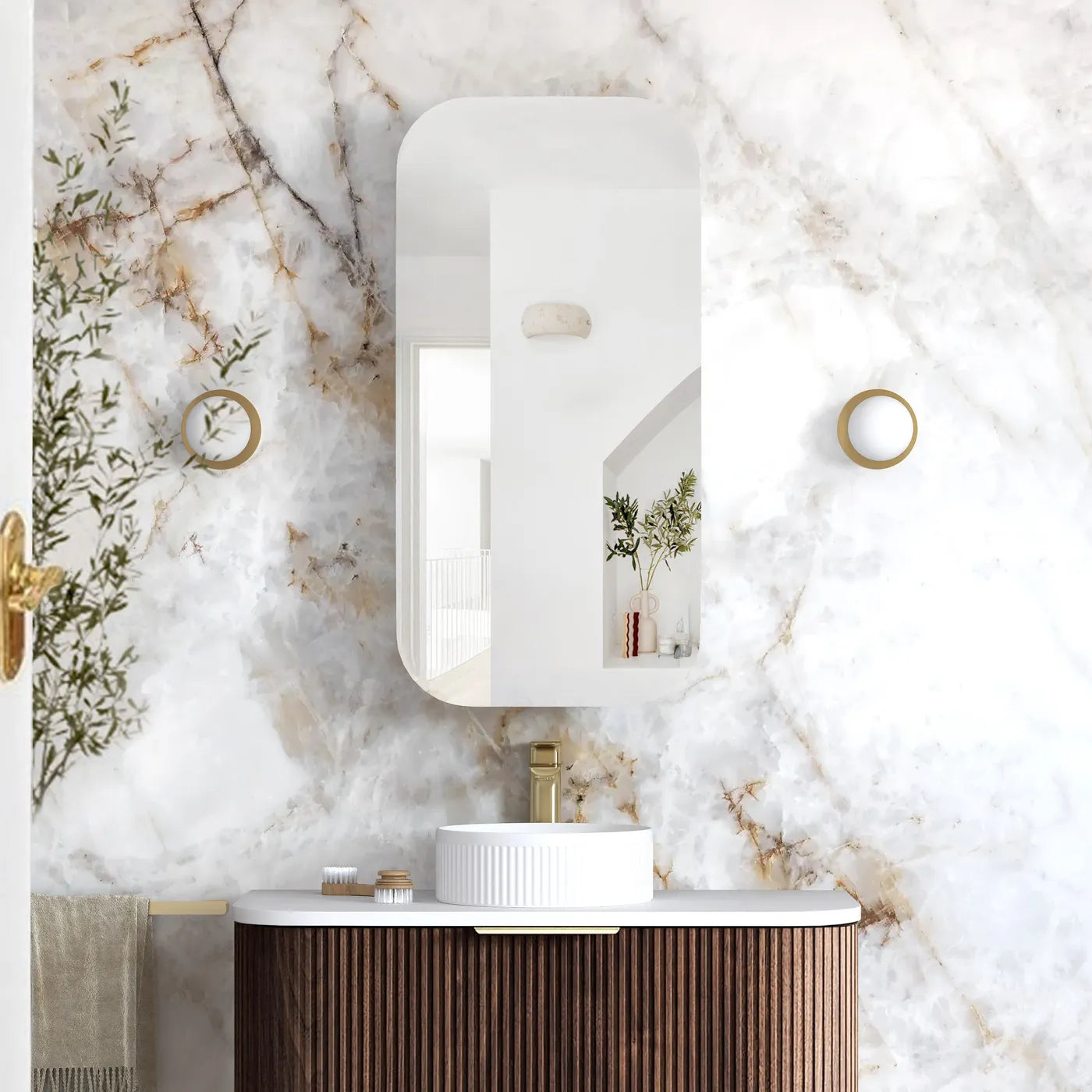 Otti Newport 900x450mm Sable Walnut Shaving Cabinet