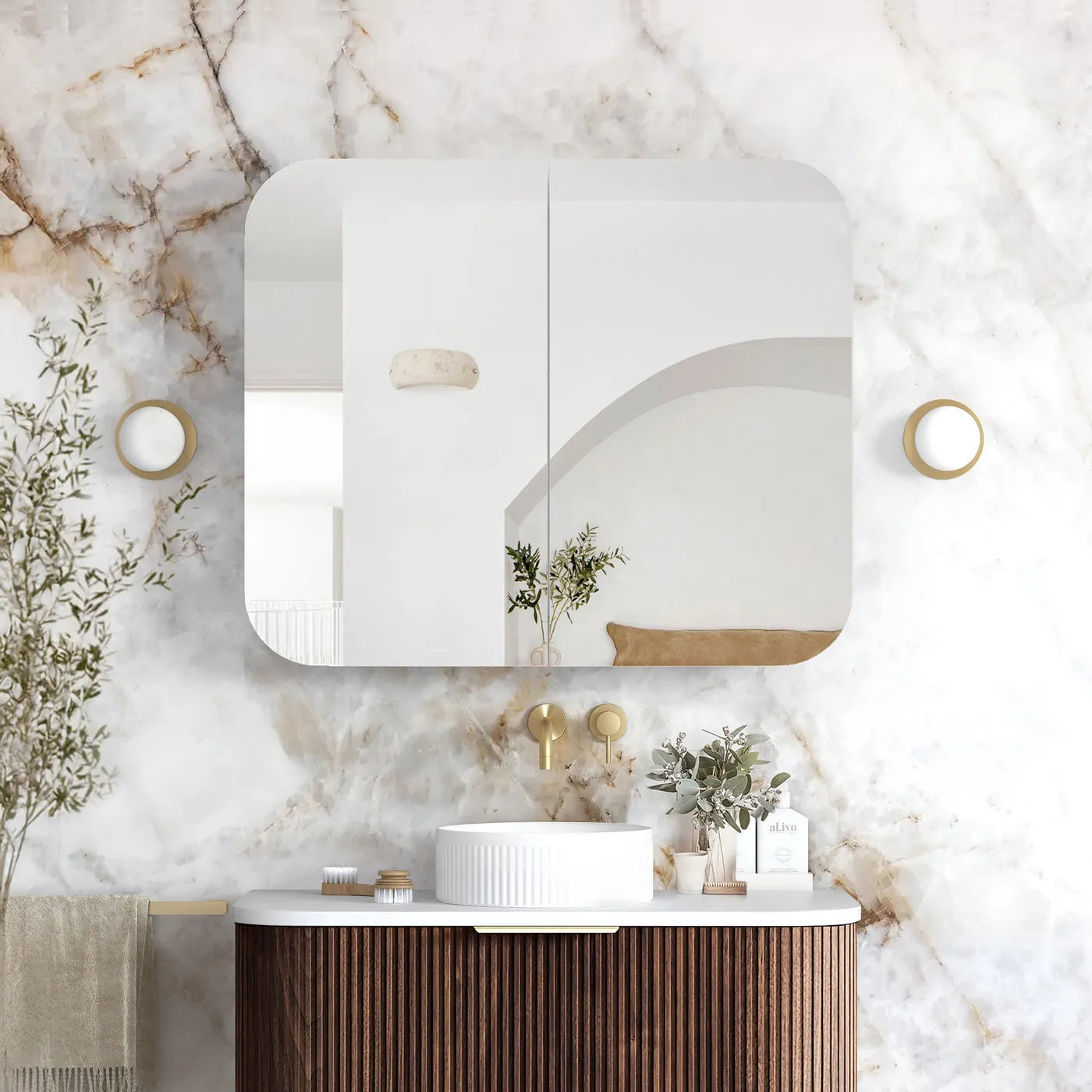 Otti Newport 900mm Sable Walnut Shaving Cabinet