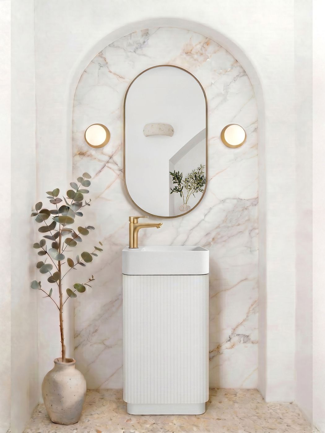 Otti Maxi Space Saver 450 Curved Floor Standing Vanity Matte White