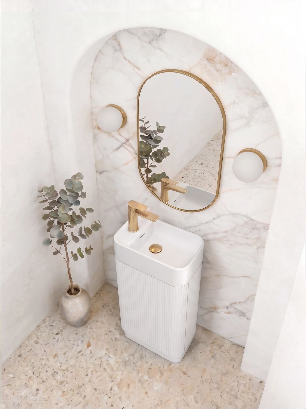 Otti Maxi Space Saver 450 Curved Floor Standing Vanity Matte White