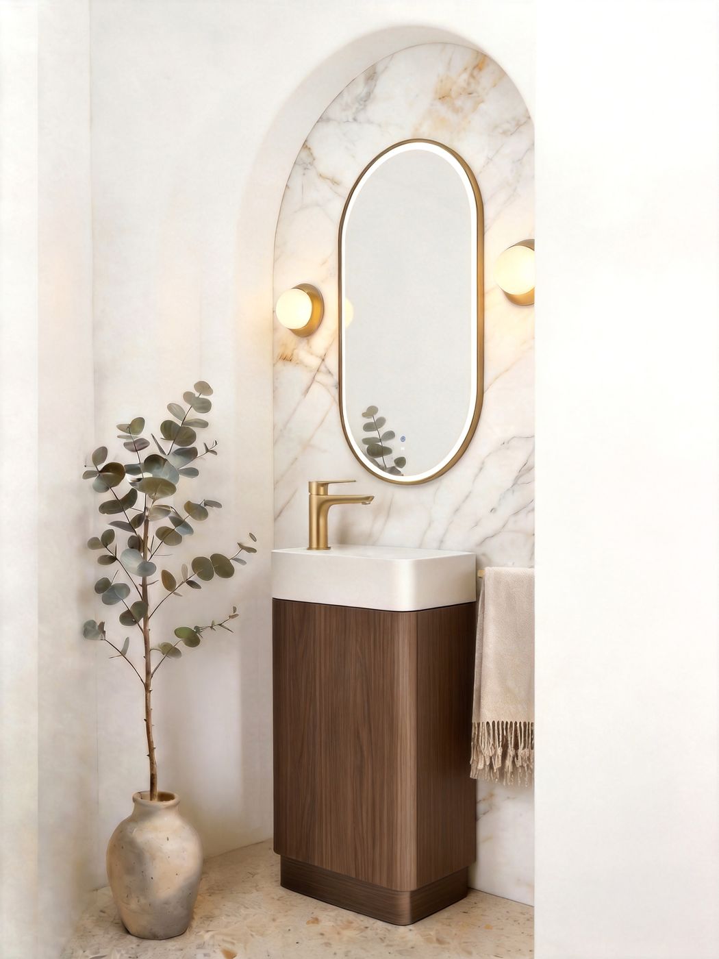 Otti Maxi Space Saver 450 Curved Floor Standing Vanity Sable Walnut