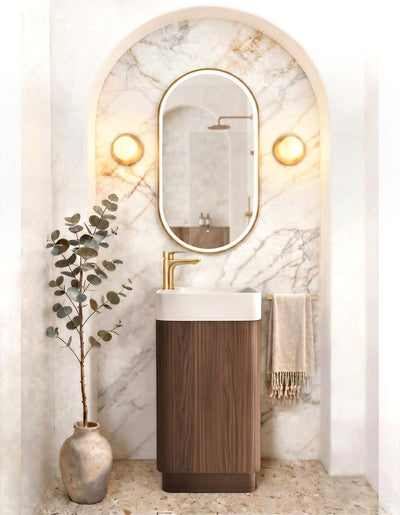 Otti Maxi Space Saver 450 Curved Floor Standing Vanity Sable Walnut