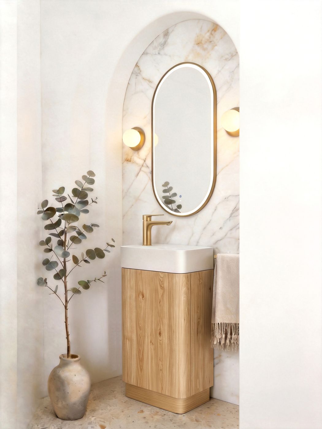 Otti Maxi Space Saver 450 Curved Floor Standing Vanity Woodland Oak