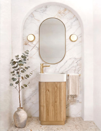 Otti Maxi Space Saver 450 Curved Floor Standing Vanity Woodland Oak