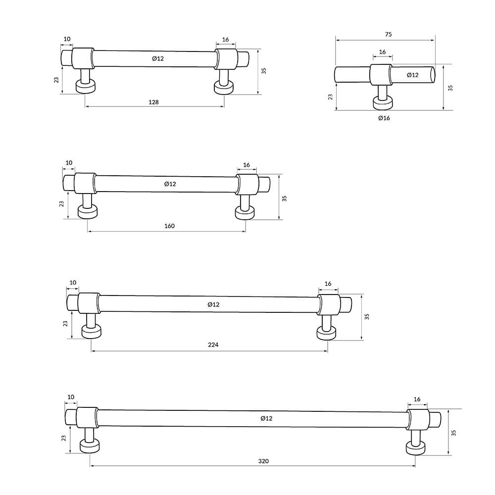 Turner Hastings Fanetta Pull Handles Brushed Brass