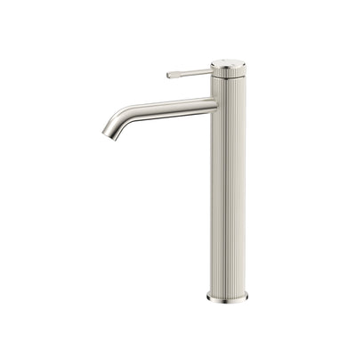 Bella Vista Mica Fluted Tall Basin Mixer - Brushed Nickel