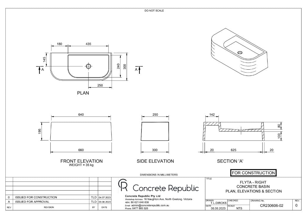 Concrete Republic Flyta Wall Hung Basin