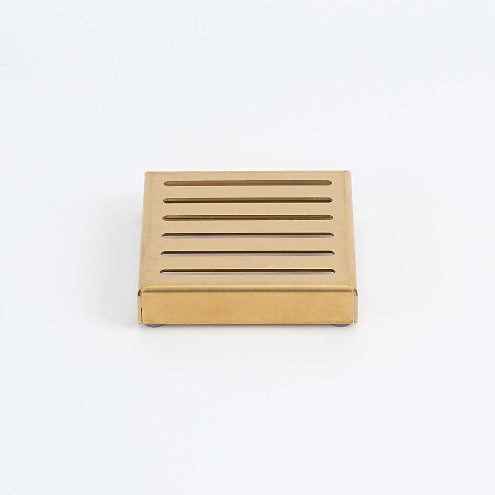 Square Slotted Floor Grate (Brushed Gold) 100mm x 100mm (38mm Outlet)