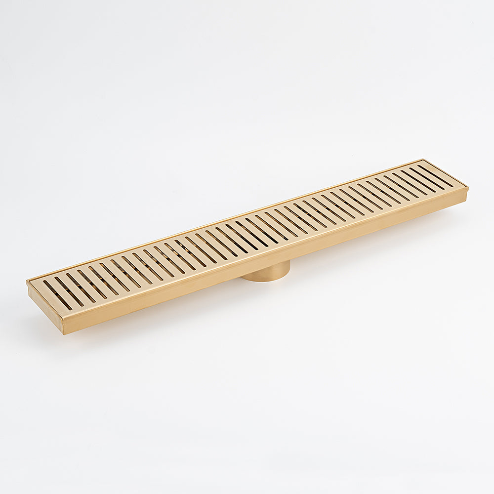 Linear Slotted Floor Grate (Brushed Gold) 100mm x 600mm (74mm Outlet)
