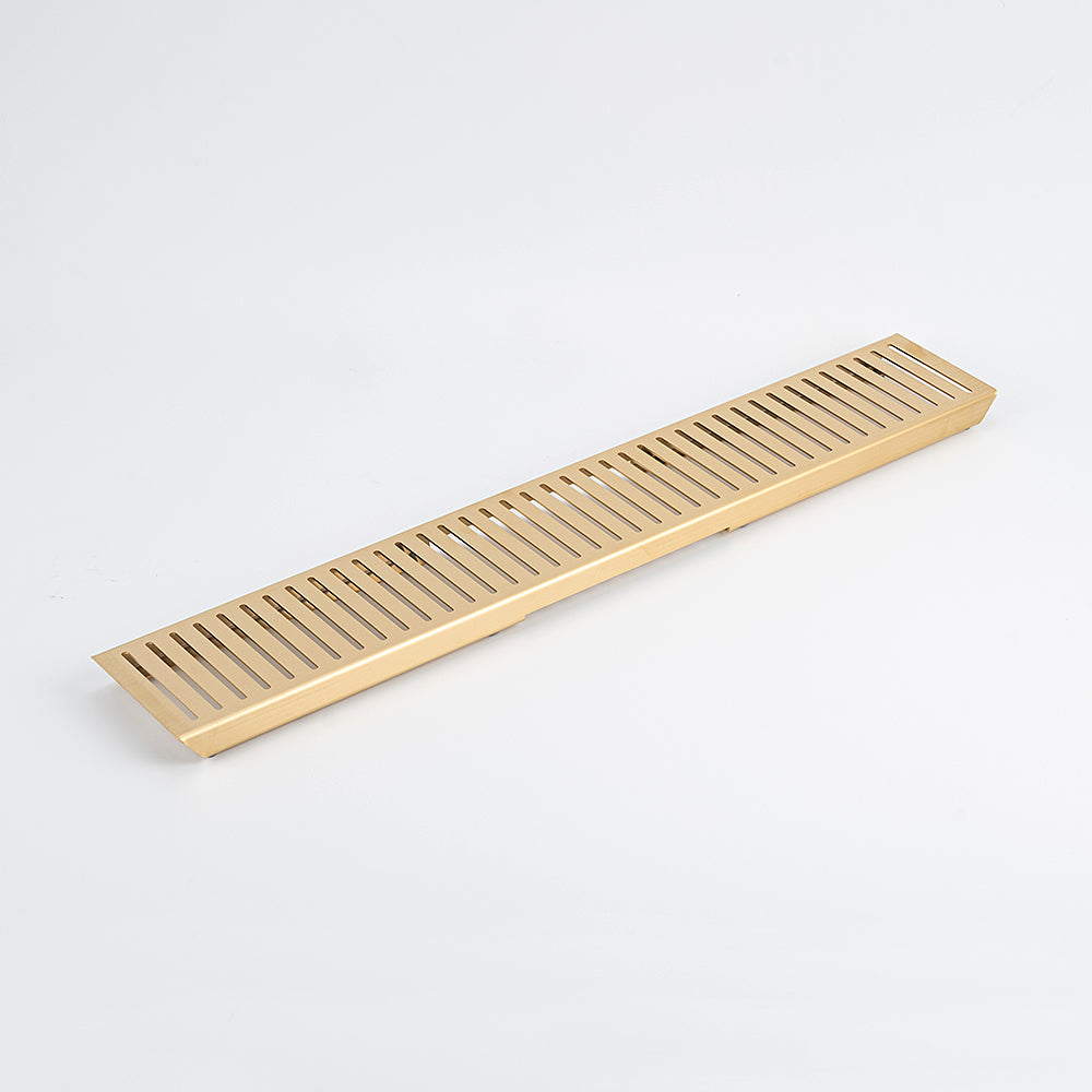 Linear Slotted Floor Grate (Brushed Gold) 100mm x 600mm (74mm Outlet)