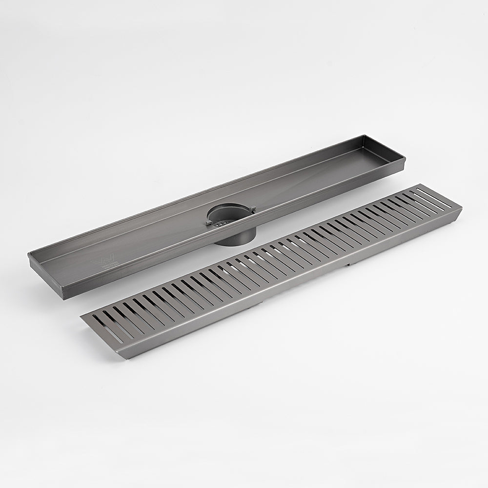 Linear Slotted Floor Grate (Gun Metal Grey) 100mm x 600mm (74mm Outlet)