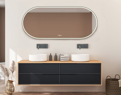 Radiant Aura Gun Metal Pill LED Mirror 1500mm