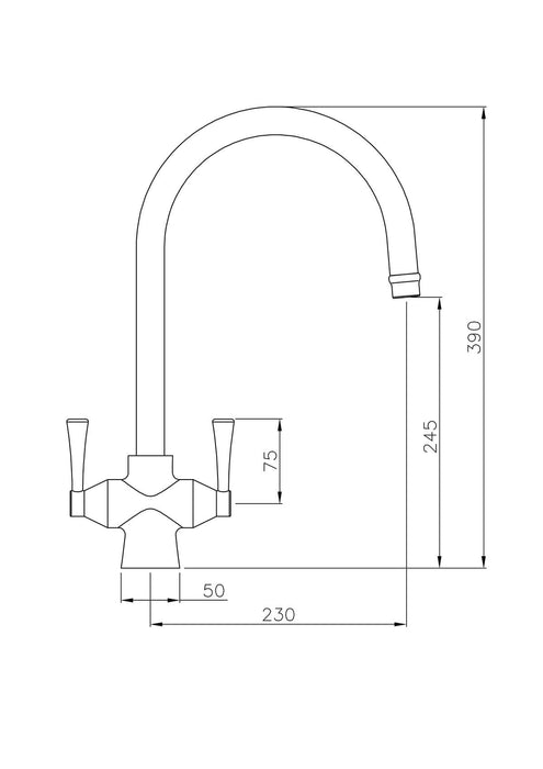 Gosford Double Sink Mixer - Brushed Brass