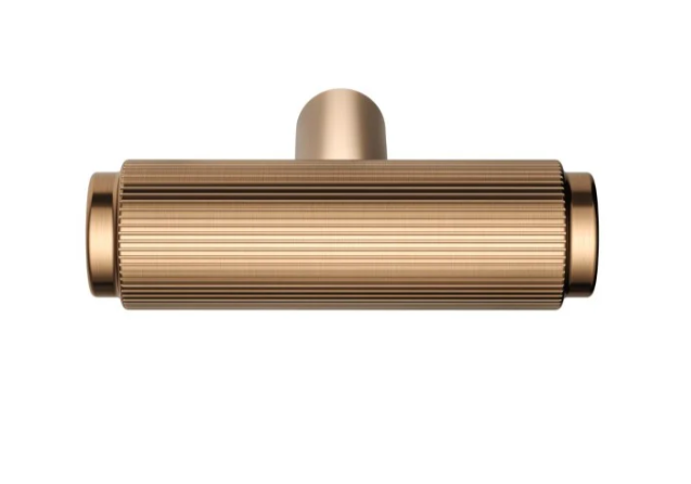 Meir Öppen T-Pull Cabinet Handle (Linear Knurled) Lustre Bronze