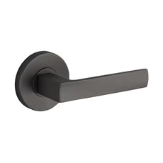 Lane Oxford Passage Lever Door Handle Set On Round Rosette Gun Metal Grey