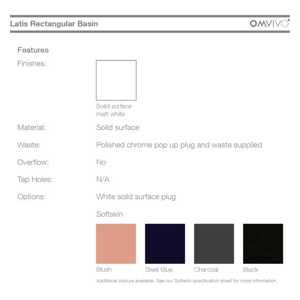 Omvivo Latis rectangle above counter basin