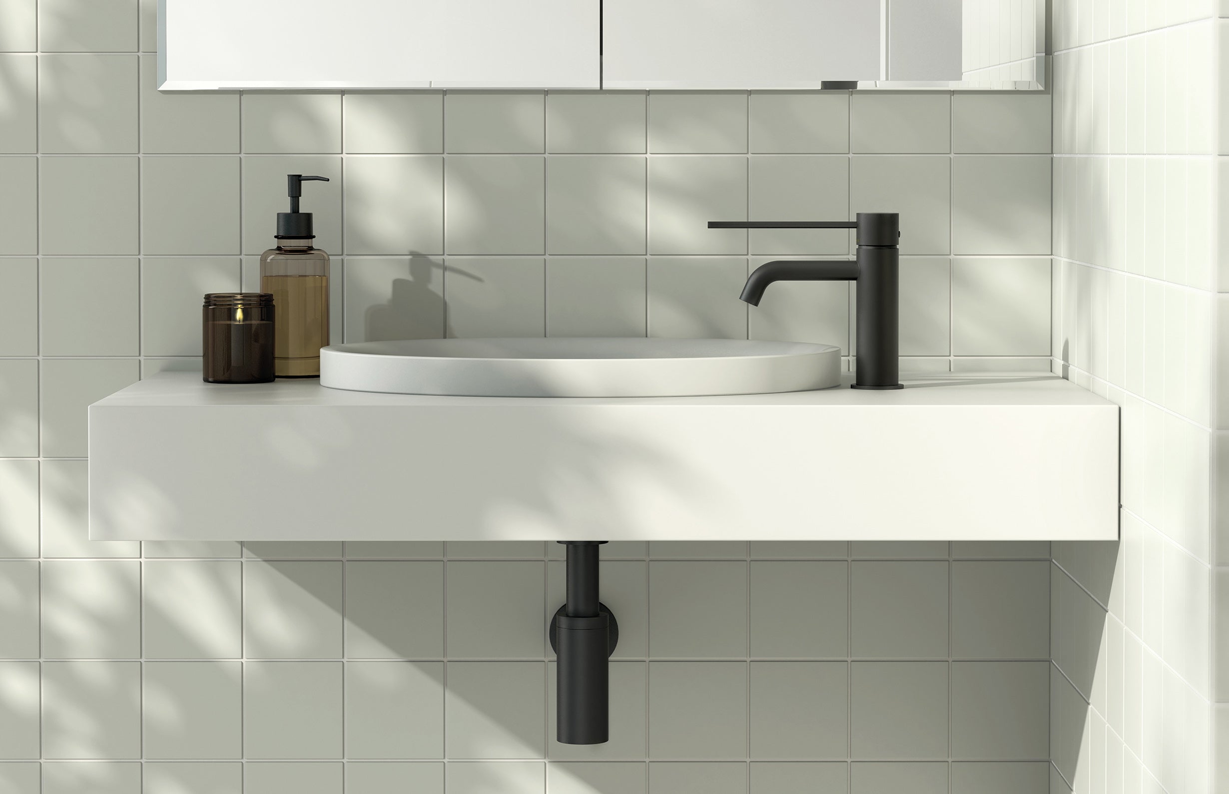 Vivid Slimline Basin Mixer Curved Outlet with Extended Lever