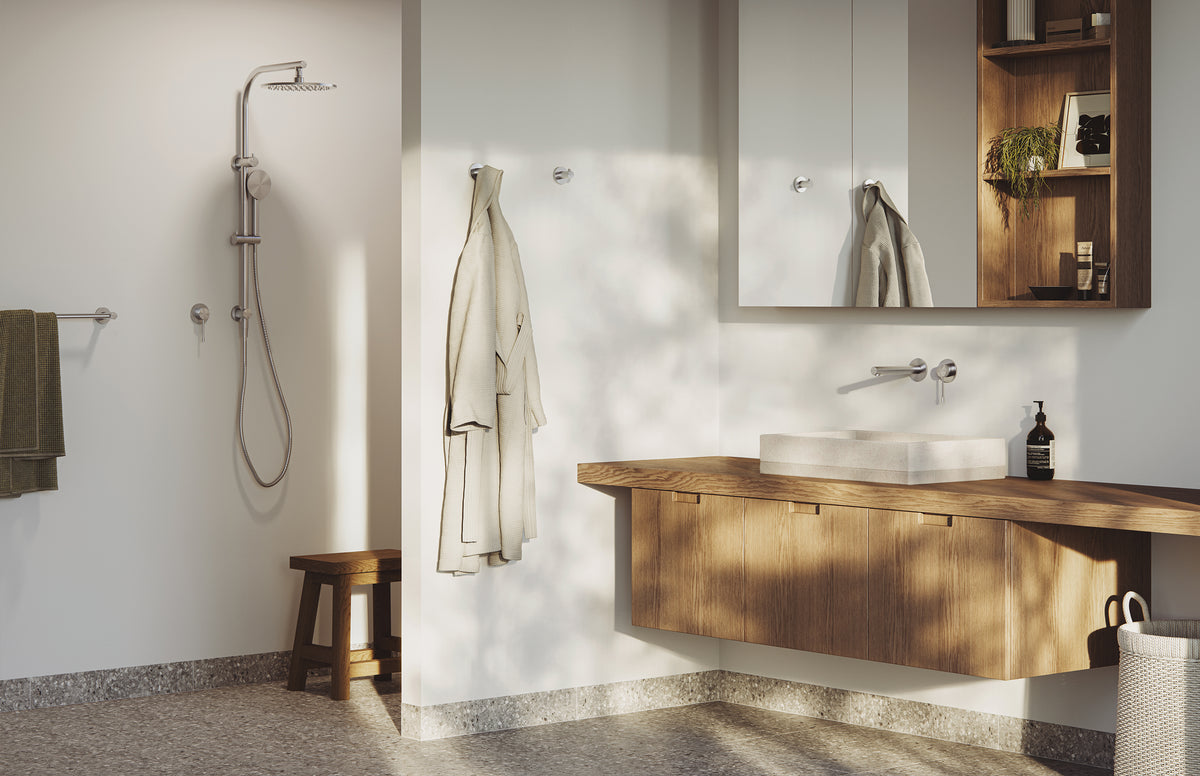 Vivid Slimline SS 316 Wall Basin / Bath Mixer Set 180mm - Stainless Steel