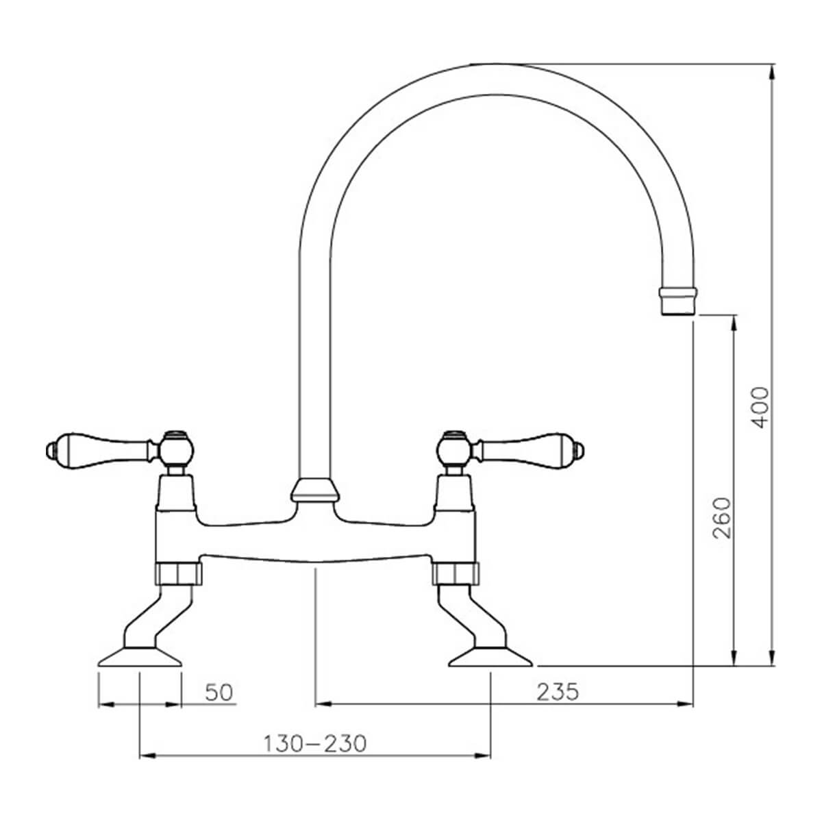 Turner Hastings Ludlow Bridge Mixer Tap Brushed Brass