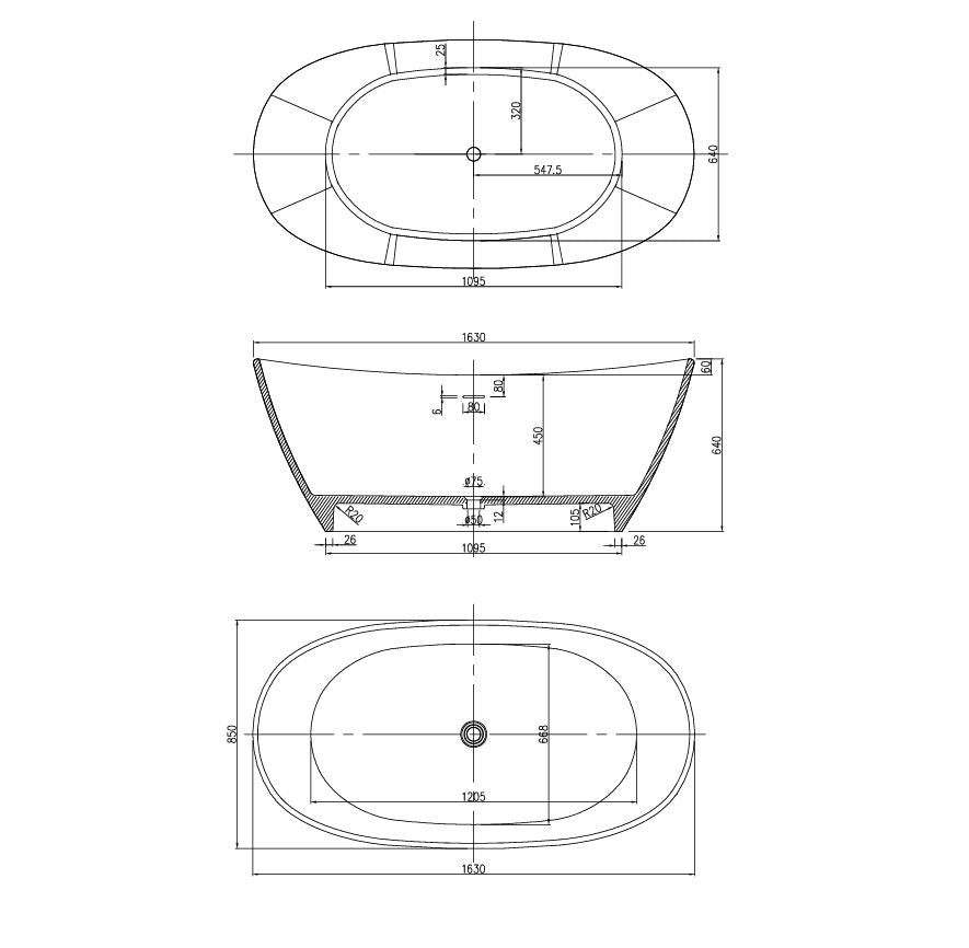 Pietra Bianca Maria Freestanding Bath