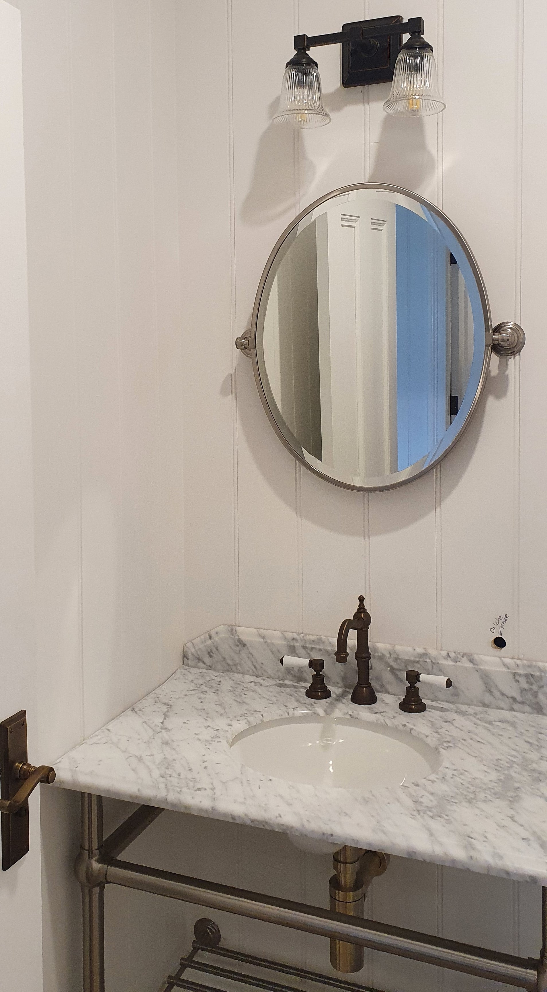 Mayer Basin Stand With 75 x 55 Real Carrara Marble Top