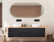 Radiant Aura Matte Black Pill Led Mirror 1500mm