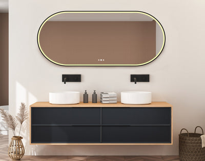 Radiant Aura Matte Black Pill Led Mirror 1500mm