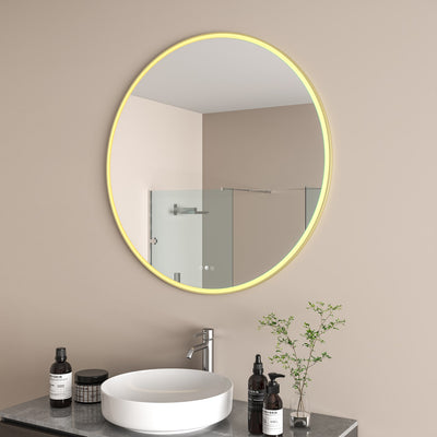 Radiant Aura Light Gold Round LED Mirror 995mm