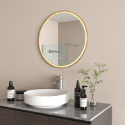 Radiant Aura Brushed Bronze Round LED Mirror 645mm
